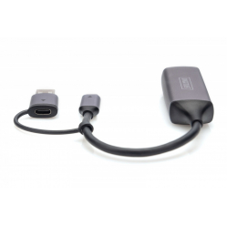 Karta sieciowa Digitus przewodowa USB 3.1 Typ C + USB A do 1x RJ45 2.5 Gigabit Ethernet 10/100/1000/2500Mbps