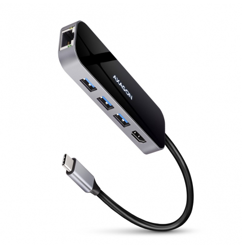 Hub HMC-6GL Wieloportowy USB 6in1, 5Gbps, 3x USB-A, HDMI 4K/30Hz, GLAN, PD 100W, 20cm USB-C kabel