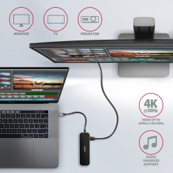 Hub HMC-6GL Wieloportowy USB 6in1, 5Gbps, 3x USB-A, HDMI 4K/30Hz, GLAN, PD 100W, 20cm USB-C kabel