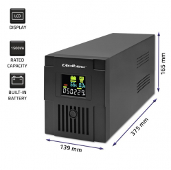 UPS Qoltec Zasilacz awaryjny | Monolith | 1500VA | 900W | LCD | USB 