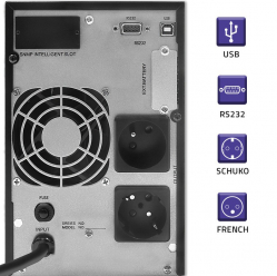 UPS Qoltec Zasilacz awaryjny | On-line | Pure Sine Wave | 2kVA | 1.6kW |LCD | USB 