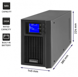 UPS Qoltec Zasilacz awaryjny | On-line | Pure Sine Wave | 2kVA | 1.6kW |LCD | USB 