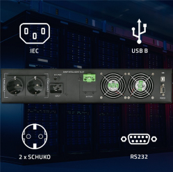 UPS Qoltec Zasilacz awaryjny do RACK | 2kVA | 2000W | Power Factor 1.0| LCD | On-line 