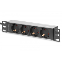 Listwa zasilająca Digitus do szaf 10" RACK 4xSchuko, 2m 1xUnischuko, 16A, aluminiowa