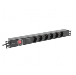 Listwa zasilająca LANBERG rack PDU 19 cali 1U 16A 6x230V schuko 2m czarna