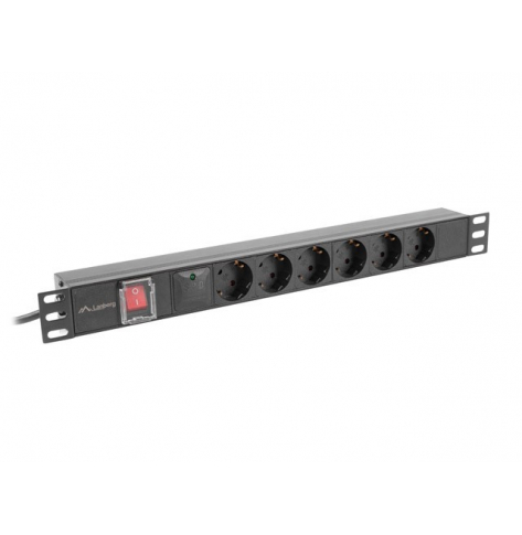 Listwa zasilająca LANBERG rack PDU 19 cali 1U 16A 6x230V schuko 2m czarna