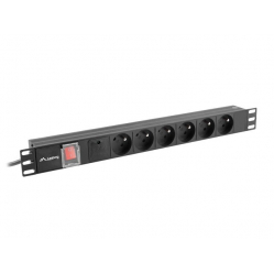 Listwa zasilająca LANBERG rack PDU 19 cali 1U 16A 6X 230V PL 2m czarna