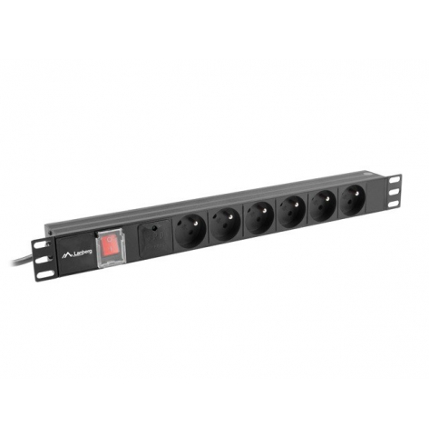 Listwa zasilająca LANBERG rack PDU 19 cali 1U 16A 6X 230V PL 2m czarna