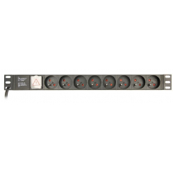 Listwa zasilająca Gembird rack (PDU), 8 gniazd FR, 1U, 16A, wtyk Schuko 3m