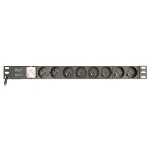 Listwa zasilająca Gembird rack (PDU), 8 gniazd FR, 1U, 16A, wtyk Schuko 3m