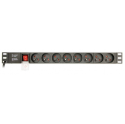 Listwa zasilająca Gembird rack (PDU), 8 gniazd FR, 1U, 16A, wtyk Schuko 3m