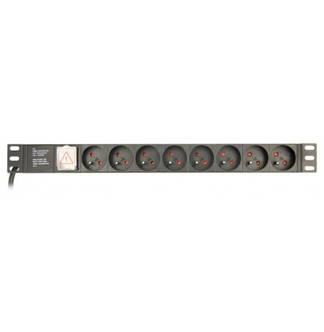 Listwa zasilająca Gembird rack (PDU), 8 gniazd FR, 1U, 10A, wtyk C14 3m