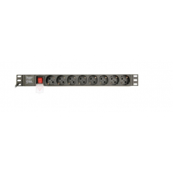 Listwa zasilająca Gembird rack (PDU), 8 gniazd typ Schuko, 1U, 10A, wtyk C14 3m