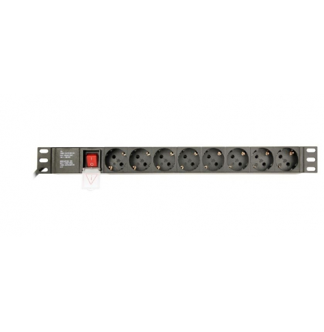 Listwa zasilająca Gembird rack (PDU), 8 gniazd typ Schuko, 1U, 16A, wtyk Schuko 3m