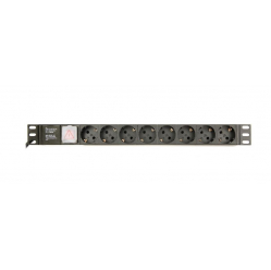 Listwa zasilająca Gembird rack (PDU), 8 gniazd typ Schuko, 1U, 16A, wtyk Schuko 3m