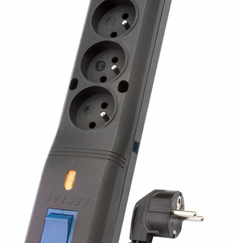 Listwa przeciwprzepięciowa Lestar LVT-530WA, 3L, 5,0 m, czarna 