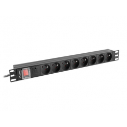 Listwa zasilająca LANBERG rack PDU 19 cali 1U 16A 8X 230V PL 2 czarna