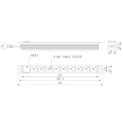 Listwa zasilająca Gembird rack PDU 9xFR 1U 16A FR 2m 