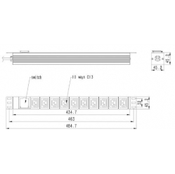 Listwa zasilająca Gembird rack PDU 10xC13 1U 16A C19 2m 