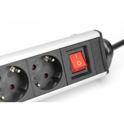 Listwa zasilająca Digitus biurowa 45° 6 gniazd, 2xUSB-A 1xUSB-C (5V/3,4A) możliwość obrotu o 180°, aluminiowa, z zaciskiem na blat