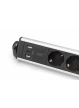 Listwa zasilająca Digitus biurowa 45° 6 gniazd, 2xUSB-A 1xUSB-C (5V/3,4A) możliwość obrotu o 180°, aluminiowa, z zaciskiem na blat