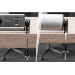 Listwa zasilająca Digitus biurowa 45° 6 gniazd, 2xUSB-A 1xUSB-C (5V/3,4A) możliwość obrotu o 180°, aluminiowa, z zaciskiem na blat