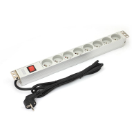 Listwa zasilająca Digitus PDU 19" RACK 8xTyp E, 1.8m 1xSchuko, 16A, wł./wył., aluminiowa