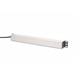 Listwa zasilająca Digitus PDU Rack 19" z zabezpieczeniem przeciążeniowym, 8 gniazd Schuko CEE 7/3 (45°), kabel 2m wtyk Unischuko, 16A, aluminiowa