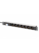 Listwa zasilająca Digitus PDU Rack 19" z wyłącznikiem nadprądowym Typ C 16A, 7 gniazd Schuko CEE 7/3 (45°), kabel 1,8m wtyk Unischuko CEE 7/7, 16A, aluminiowa