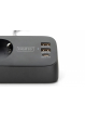 Listwa zasilająca Digitus biurkowa, 3 gniazda Schuko, 2x USB-A (2x 12W), 1x USB-C (30W) z zaciskiem na blat, kabel 1,5m, czarna
