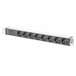 Listwa zasilająca Digitus PDU 19" Rack, 8x gniazdo schuko, 2.0m, 1x wtyk C14, 10A Aluminiowa 