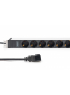 Listwa zasilająca Digitus PDU 19" Rack, 8x gniazdo ze stykami ochronnymi unischuko 16A/230V, 1x wtyczka IEC C20, 16A, przewód zasilający 2 m, Aluminiowa