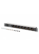 Listwa zasilająca Digitus PDU Rack 19" z zabezpieczeniem przeciwprzepięciowym + filtr EMI/RFI, 7 gniazd Schuko CEE 7/3, kabel 2m, wtyk Unischuko CEE 7/7, 16A,