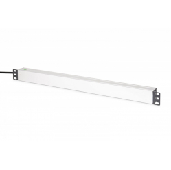 Listwa zasilająca Digitus PDU Rack (620mm) z zabezpieczeniem przeciwprzepięciowym + filtr EMI/RFI, 9 gniazd Schuko CEE 7/3 (45°), kabel 2m wtyk Unischuko CEE 