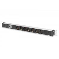 Listwa zasilająca Digitus PDU, 7x gniazdo schuko, 2.0m, 1x wtyk unischuko,16A, zabezpieczenie przepięciowe, filtr sieciowy, profil aluminiowy
