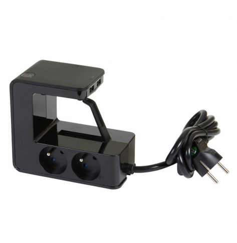 Przedłużacz klip 4x2P+Z +2USB Czarny 1,5m