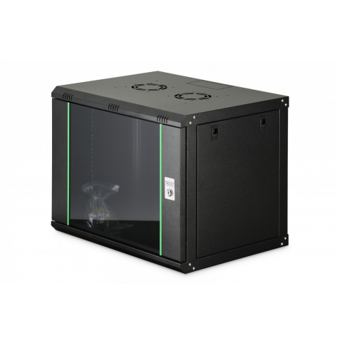 Digitus Szafa sieciowa wisząca Dynamic 19" 9U rack 474x600x450mm, drzwi szyba, czarna, niezłożona, 60kg