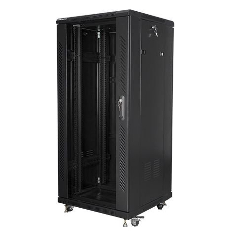 LANBERG Szafa stojąca Rack 19 27U 600x600mm czarna (drzwi szklane)