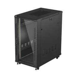 LANBERG Szafa instalacyjna rack stojąca 19" 22U 600x1000 czarna drzwi przeszkolne ( flat pack) 