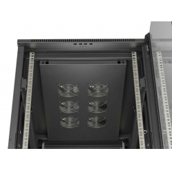 LANBERG Szafa instalacyjna rack stojąca 19" 22U 600x1000 czarna drzwi przeszkolne ( flat pack) 