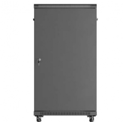 LANBERG Szafa instalacyjna rack stojąca 19" 22U 600x1000 czarna drzwi przeszkolne ( flat pack) 