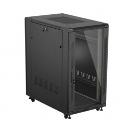 LANBERG Szafa instalacyjna rack stojąca 19" 22U 600x1000 czarna drzwi przeszkolne ( flat pack) 