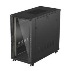 LANBERG Szafa instalacyjna rack stojąca 19" 22U 600x1200 czarna drzwi przeszklone (flat pack) 