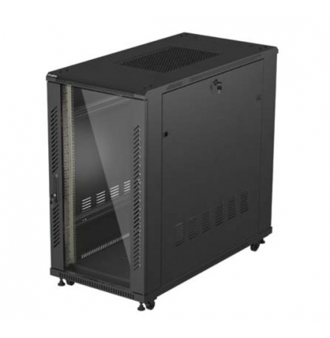 LANBERG Szafa instalacyjna rack stojąca 19" 22U 600x1200 czarna drzwi przeszklone (flat pack)