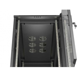 LANBERG Szafa instalacyjna rack stojąca 19" 22U 600x1200 czarna drzwi przeszklone (flat pack) 