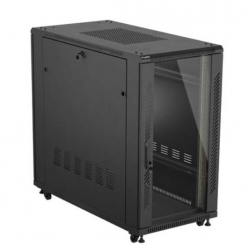 LANBERG Szafa instalacyjna rack stojąca 19" 22U 600x1200 czarna drzwi przeszklone (flat pack) 