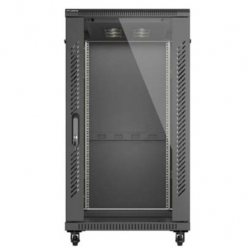 LANBERG Szafa instalacyjna rack stojąca 19" 22U 600x1200 czarna drzwi przeszklone (flat pack) 
