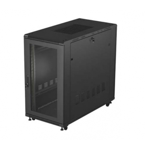 LANBERG Szafa instalacyjna rack stojąca 19" 22U 600x1200 czarna drzwi perforowane (flat pack)