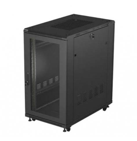 LANBERG Szafa instalacyjna rack stojąca 19" 22U 600x1000 czarna drzwi perforowane ( flat pack)