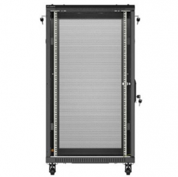 LANBERG Szafa instalacyjna rack stojąca 19" 22U 600x1000 czarna drzwi perforowane ( flat pack) 